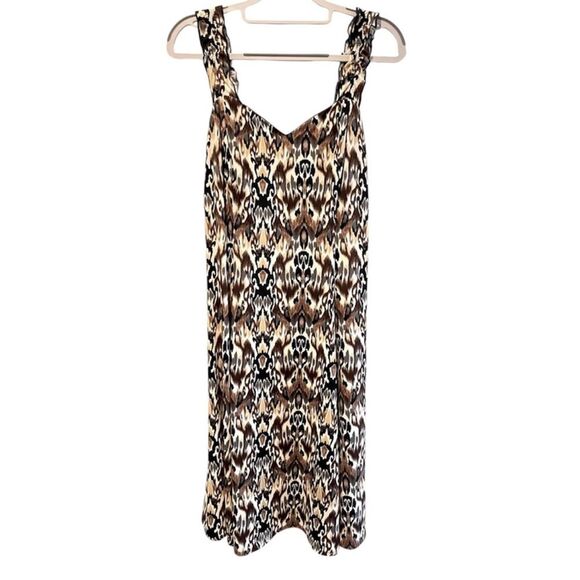 Connected Apparel Animal Print Sleeveless V-Neck Dress Brown Black Size 12 - Picture 1 of 6